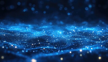 Abstract digital wave.  Blue light particles