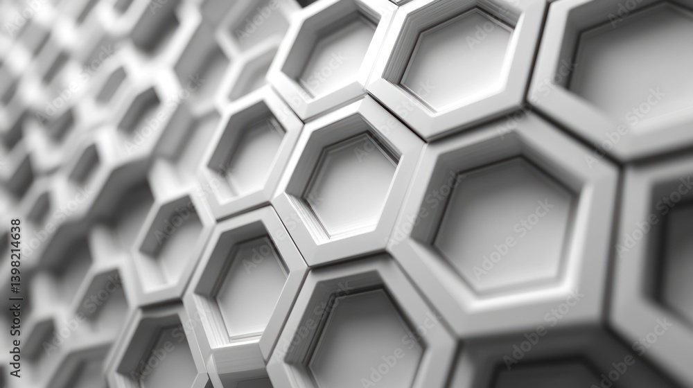 Poster abstract white hexagonal pattern background, modern technology geometric structure