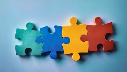 Fototapeta premium Colorful puzzle pieces fit perfectly