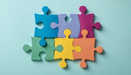 Colorful puzzle pieces fit perfectly