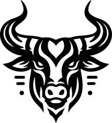 black-and-white vector icon of a bull