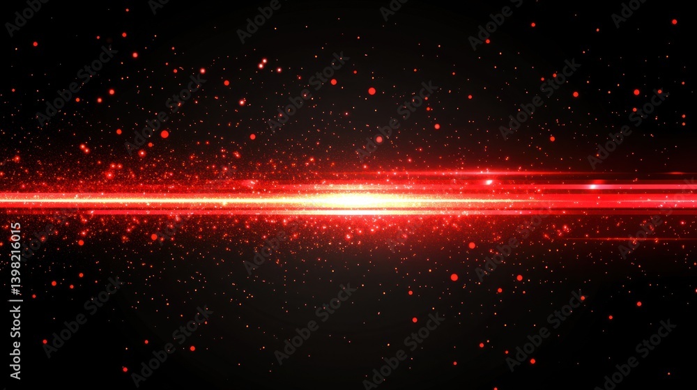 Poster abstract red light streaks with sparkling particle effects background