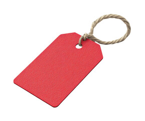 Tagging action with red label in a creative workspace isolated on transparent background, png
