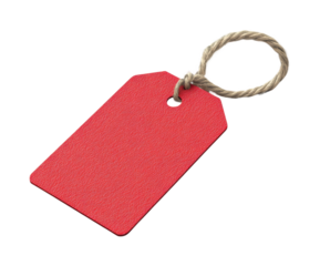 Tagging action with red label in a creative workspace isolated on transparent background, png