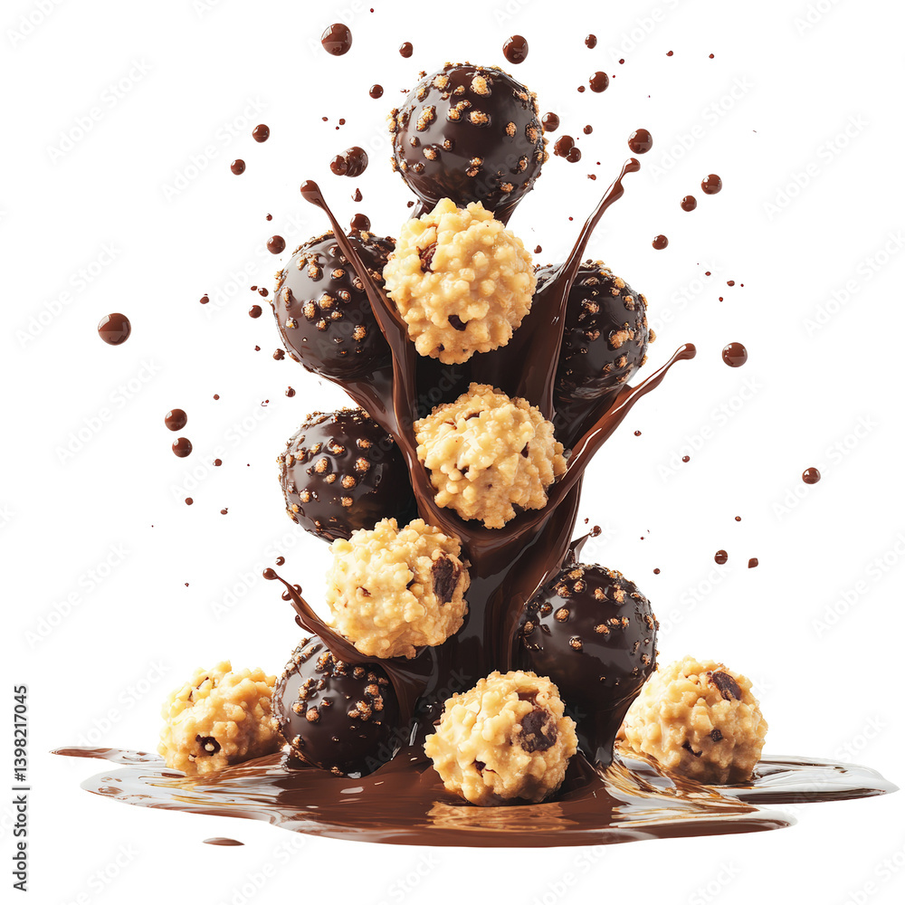 Poster a delicious combination of chocolate and ice cream falling into a puddle creating a tempting and ind