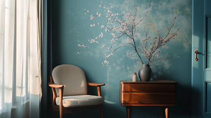 interior of a room,living room,Warm and vibrant interior with a stylish flair.