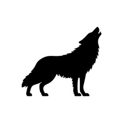 Obraz premium Wolf Howling Silhouette: A Majestic Lunar Scene