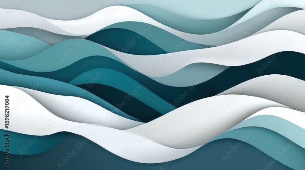 Poster elegant waves, a serene abstract background with overlapping layers