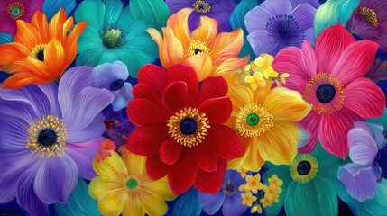 Fototapeta premium Colorful flower wallpapers, vibrant blooms for stunning desktop and mobile backgrounds