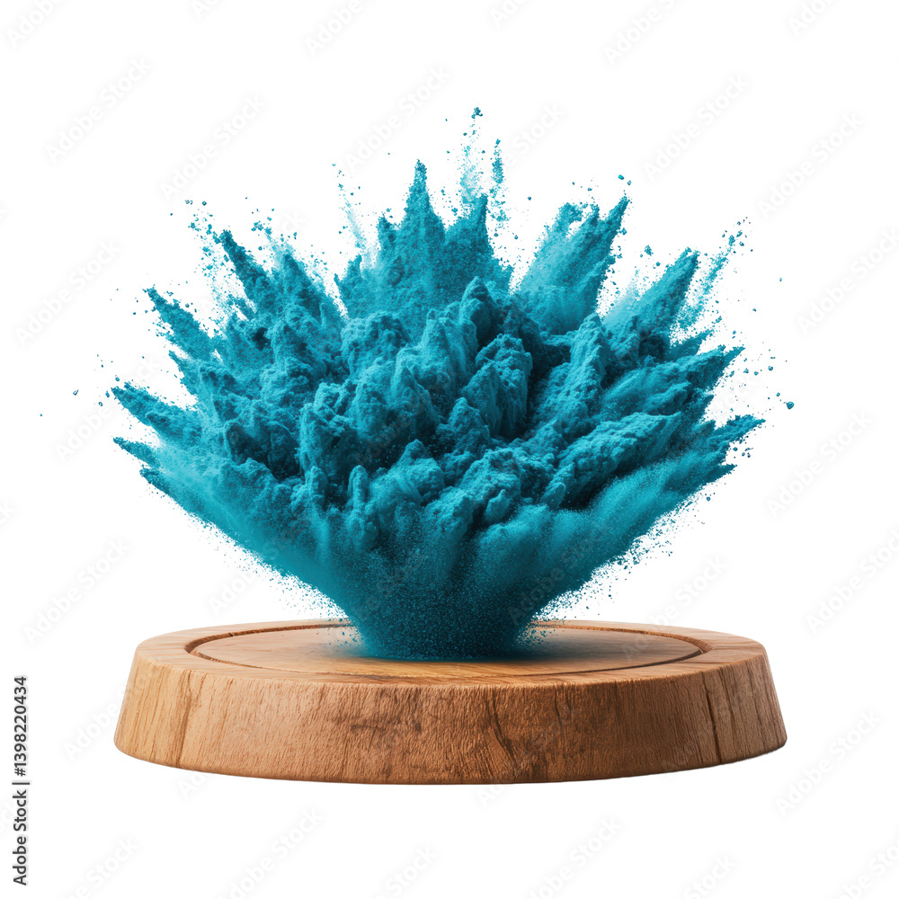 Aufkleber vibrant blue powder explosion creating a stunning visual display against a clean white background is