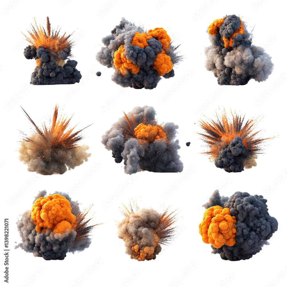 Poster a series of explosive colorful effects creating an eye-catching display of movement and energy in mi