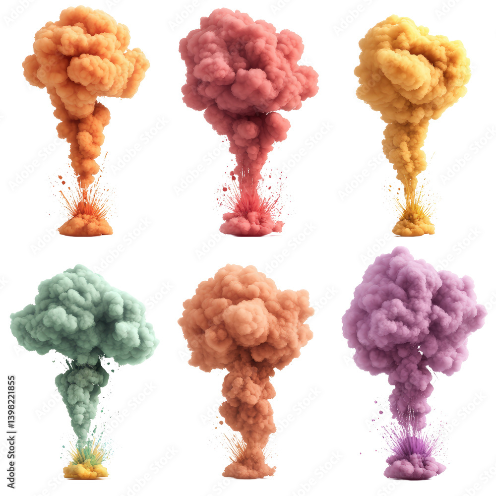 Aufkleber a set of exquisite colored smoke puffs creating an artistic and colorful display in the air with vib