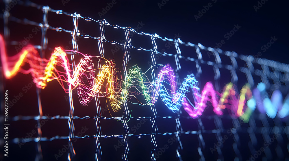Aufkleber abstract colorful wave pattern on grid background