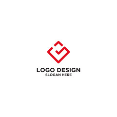 Fototapeta premium Red Geometric Logo Design on White Background
