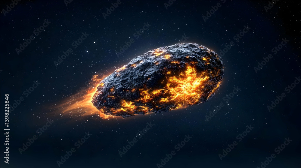 Poster burning comet exploding in space