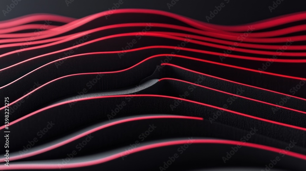 Poster abstract artistic rendering of layered undulating forms with glowing highlights