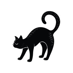 cat arching back vector art silhouette