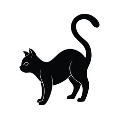 cat arching back vector art silhouette