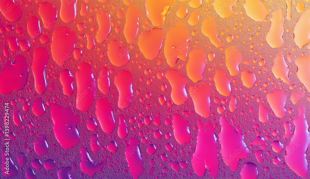 Poster abstract background of colorful water drops on a gradient surface.