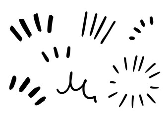 手書きの黒い気づき線　漫符アイコンセット