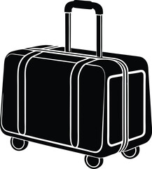 vector illustration of a suitcase, suitcase with luggage, silhouette of a rolling suitcase or travel bag, on white background.