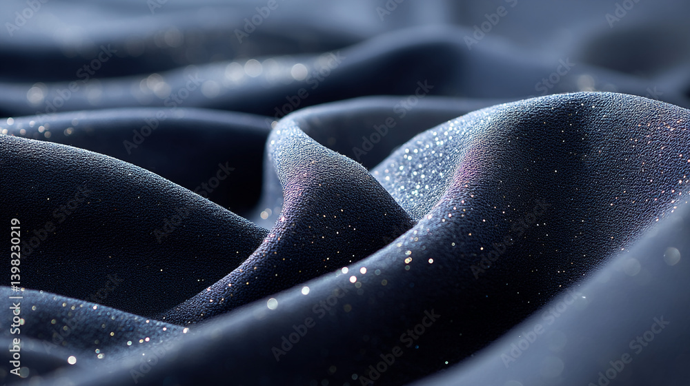 Aufkleber close up of dark blue fabric with shimmering specks creating a luxurious and elegant texture effect