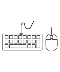 mouse and keyboard icon with thin outline