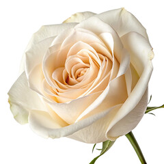 Close-up of a delicate cream rose against a black background.