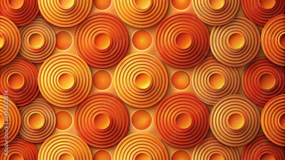 Poster Abstract Orange and Brown Concentric Circles Pattern Design
