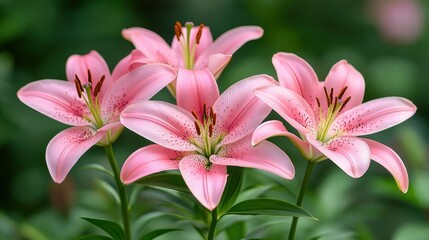 Fototapeta premium Delicate Pink Lilies in Bloom