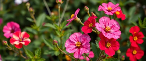 Obraz premium Vibrant rose campion flowers blooming in a garden, summer, macro
