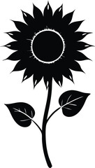 Beautiful flower sunflower with stem silhouette black vector illustration