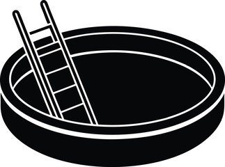 round swimming pool silhouette vector illustration, swimming  pool icon on white background.