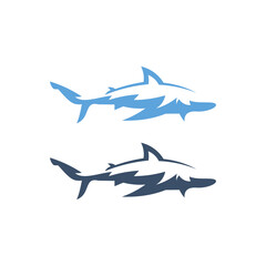 Stylized Blue Shark Illustration Minimalist Geometric Design