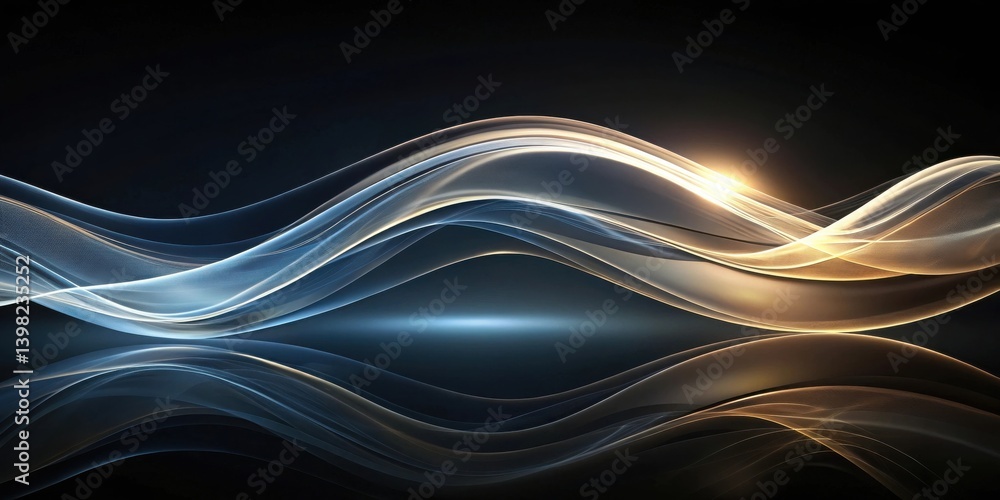 Aufkleber Abstract flowing waves of gold and blue hues create a dynamic and elegant visual composition, ideal for various design applications and projects needing a sophisticated touch.