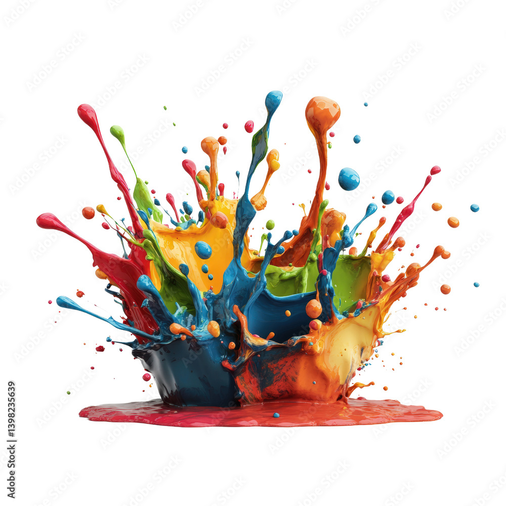Aufkleber a colorful splash of paint creating an artistic explosion of vibrant hues on a white canvas backgrou