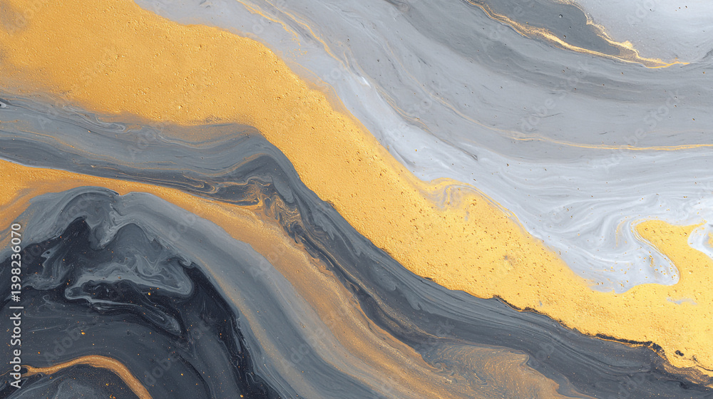 Aufkleber abstract fluid art with gold and grey swirling patterns creating a dynamic and luxurious aesthetic