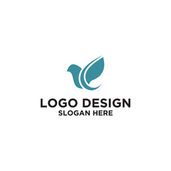 Teal Bird and Leaf Logo Design