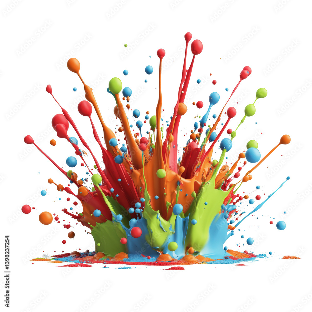 Aufkleber colorful artistic splash of paint forming abstract shapes and patterns on a neutral background with 
