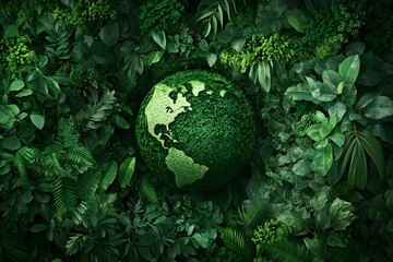 A top view of Earth surrounded by lush green forests