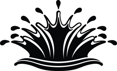 Fototapeta premium black and white paint splashes on white, silhouette of a stylized water splash, black and white paint splashes, vector illustration on white background.