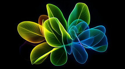 Abstract Colorful Glowing Leaves Design