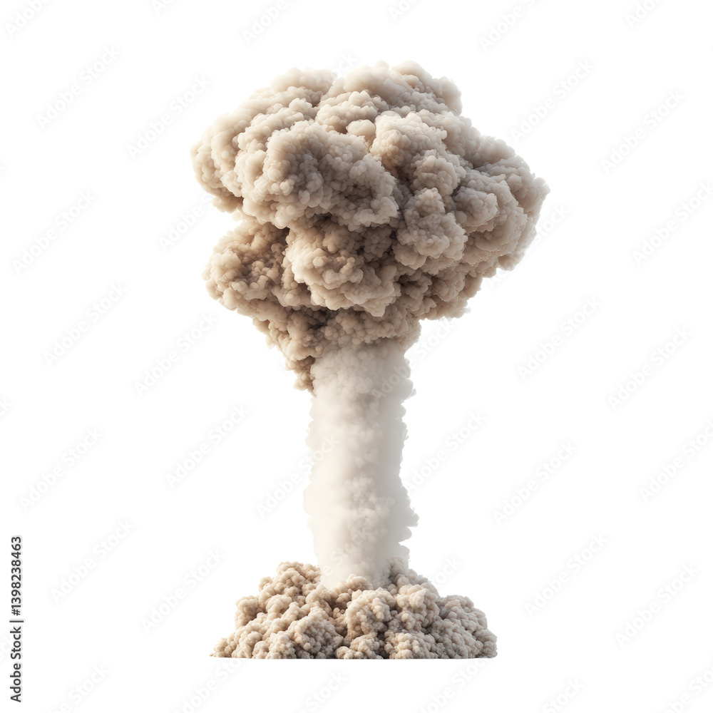 Poster dramatic mushroom cloud explosion capturing the power and energy of a nuclear reaction in a striking