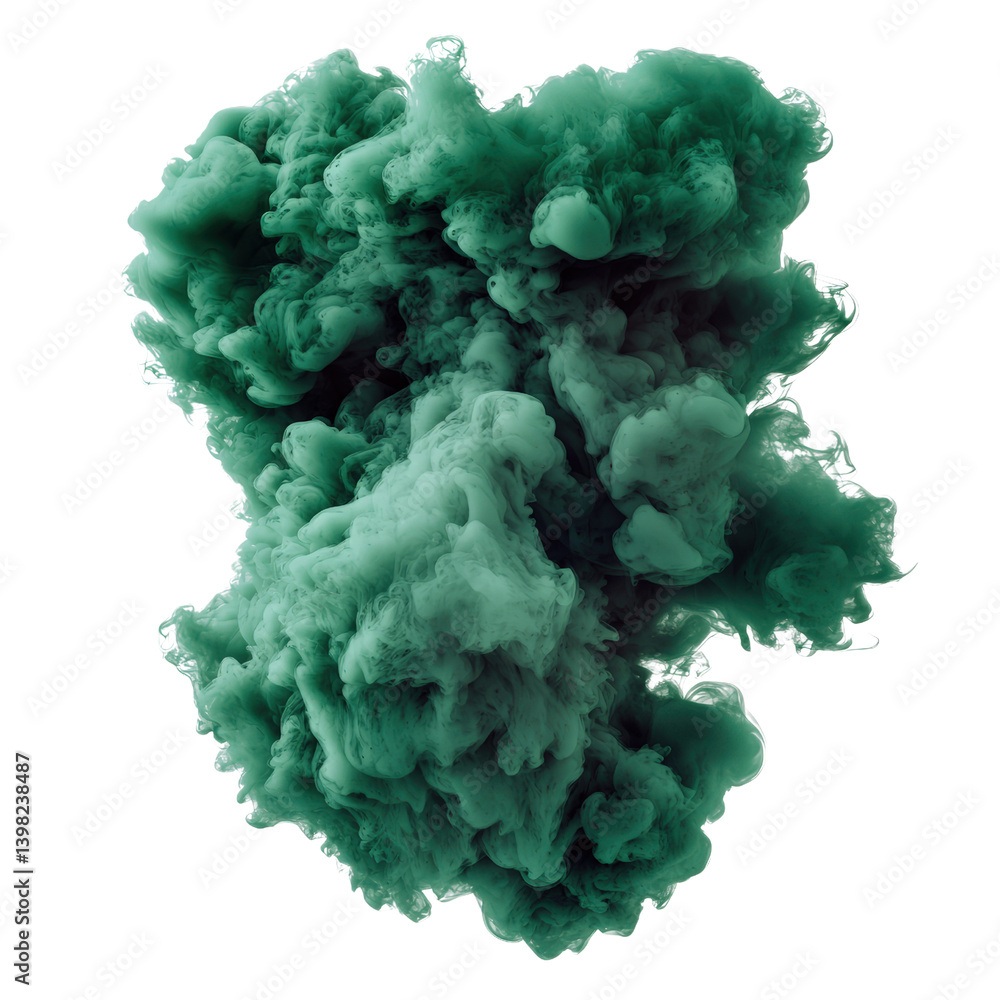 Poster enigmatic green smoke rising softly and forming intriguing patterns against a light background captu