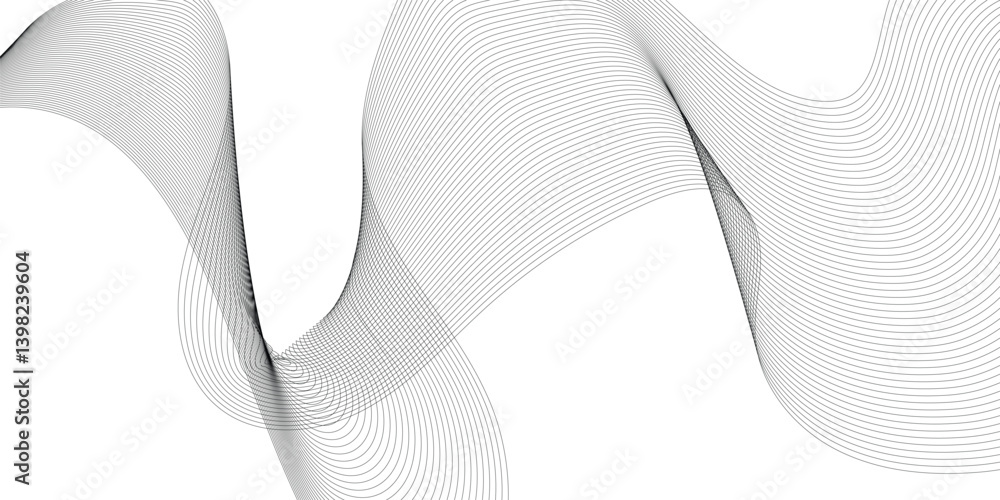 Poster abstract wavy curve lines background. abstract frequency sound wave lines and technology curve lines