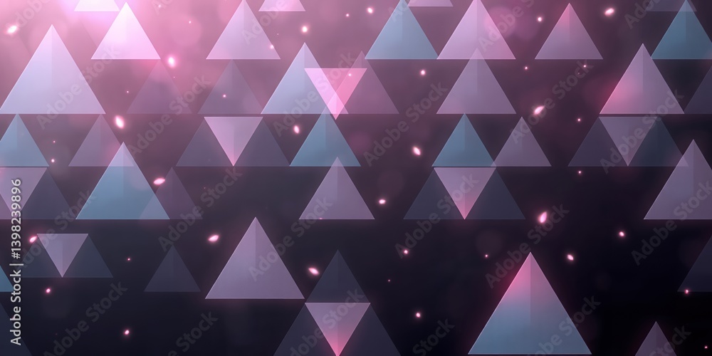 Poster Abstract background with pastel triangles and glowing particles creating a dreamy atmosphere effect