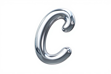 Shiny Silver 3D Alphabet C on Seamless White Surface