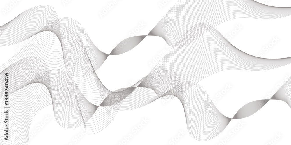 Poster abstract wavy lines on transparent background with grey smooth element swoosh speed wave modern stre