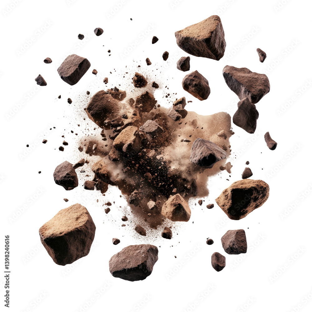 Poster natural landscape featuring two distinct piles of rocks highlighting unique textures and geological 