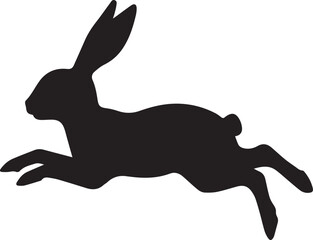 Rabbit Mid air jump with ears upside silhouette